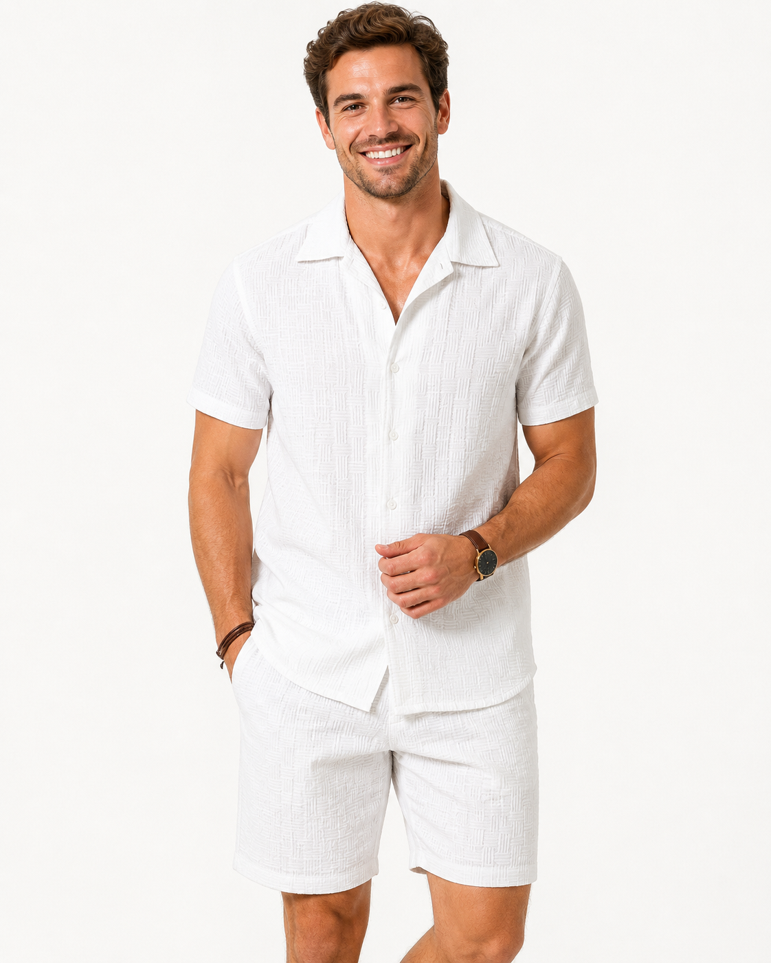 Kaufberg | Herren Zweiteiliges Kurzarm-Jacquard-Set