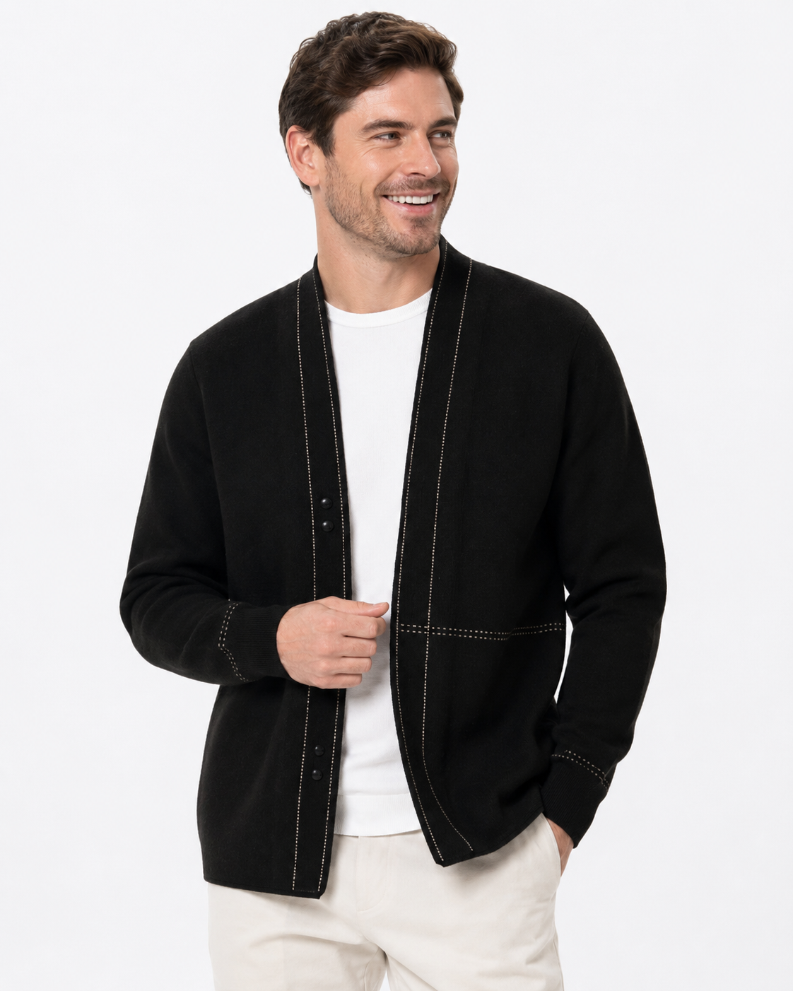 Kaufberg | Eleganter Sweatermantel mit klassischem V-Ausschnitt