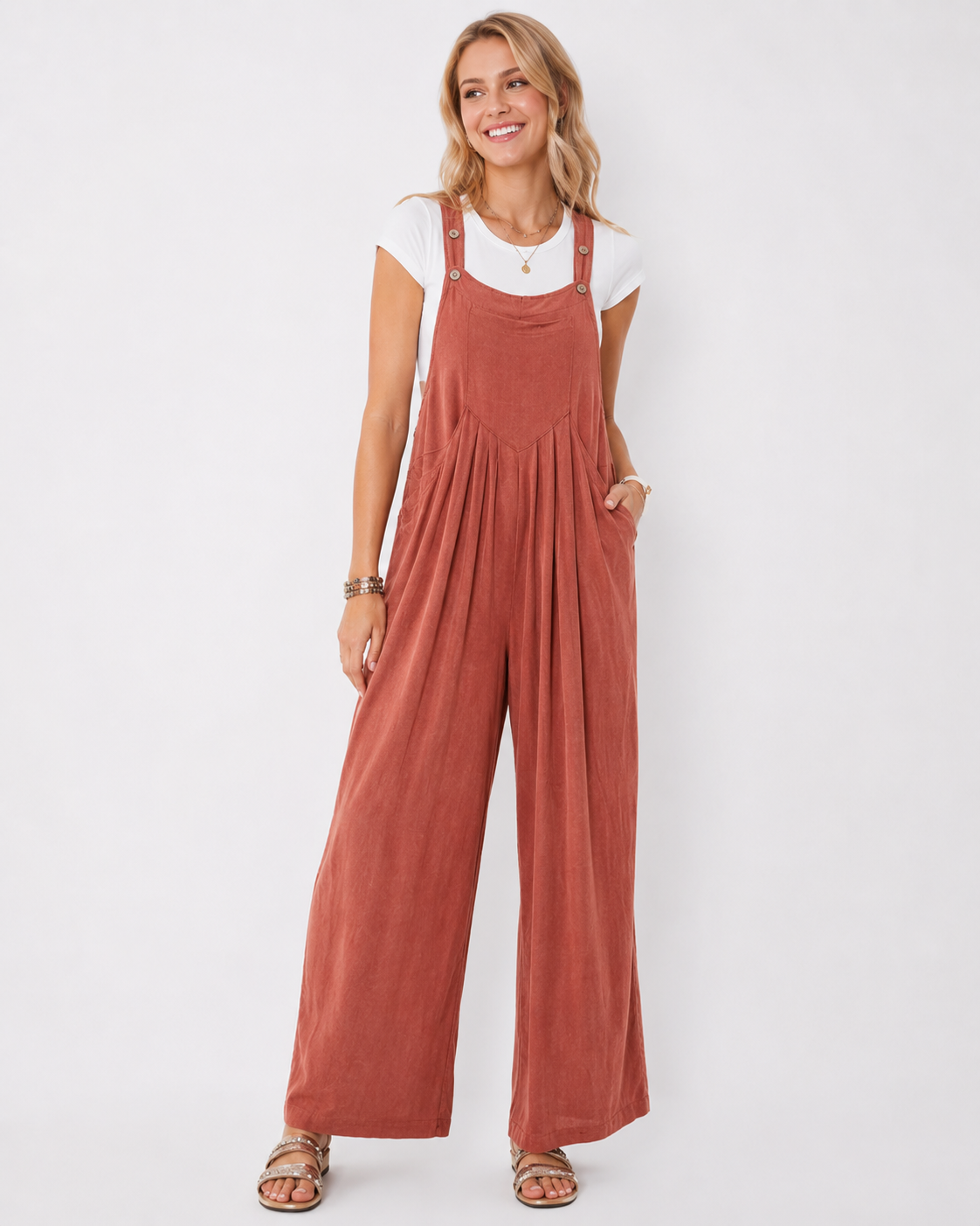 Kaufberg | Einfarbiger, lockerer Jumpsuit mit weitem Bein