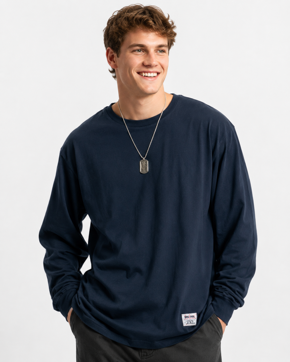 Kaufberg | Verdicktes Langarm-T-Shirt Lässiger Lockere Schnitt