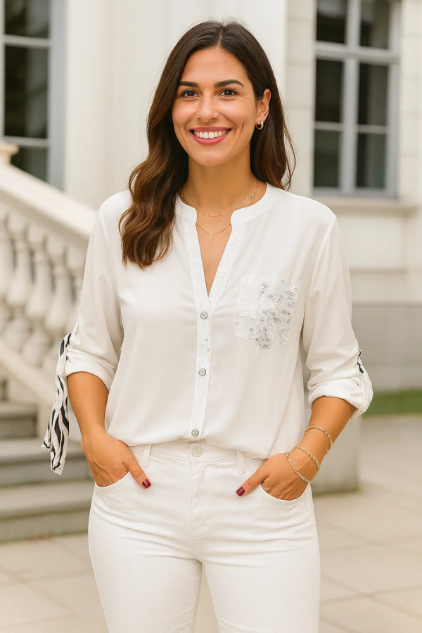 Roiaella | Lässiges Top mit Pailletten-Details
