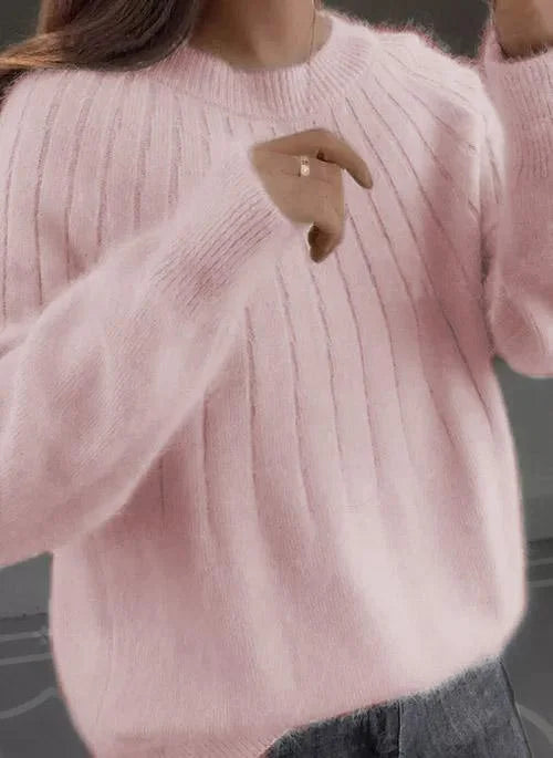 Shereen – Rundhals Pullover Mit Flauschigem Kragen