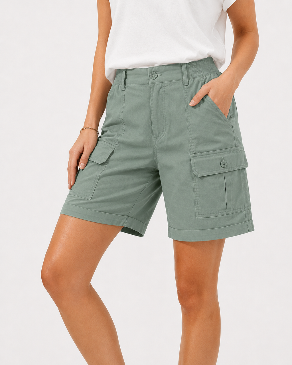 Kamila | Damen Sommer Freizeit Elastische Hohe Jorts