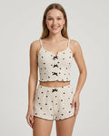 Lauren | Sexy Nachtwäsche Damen Pyjama Set Herz Druck Seide