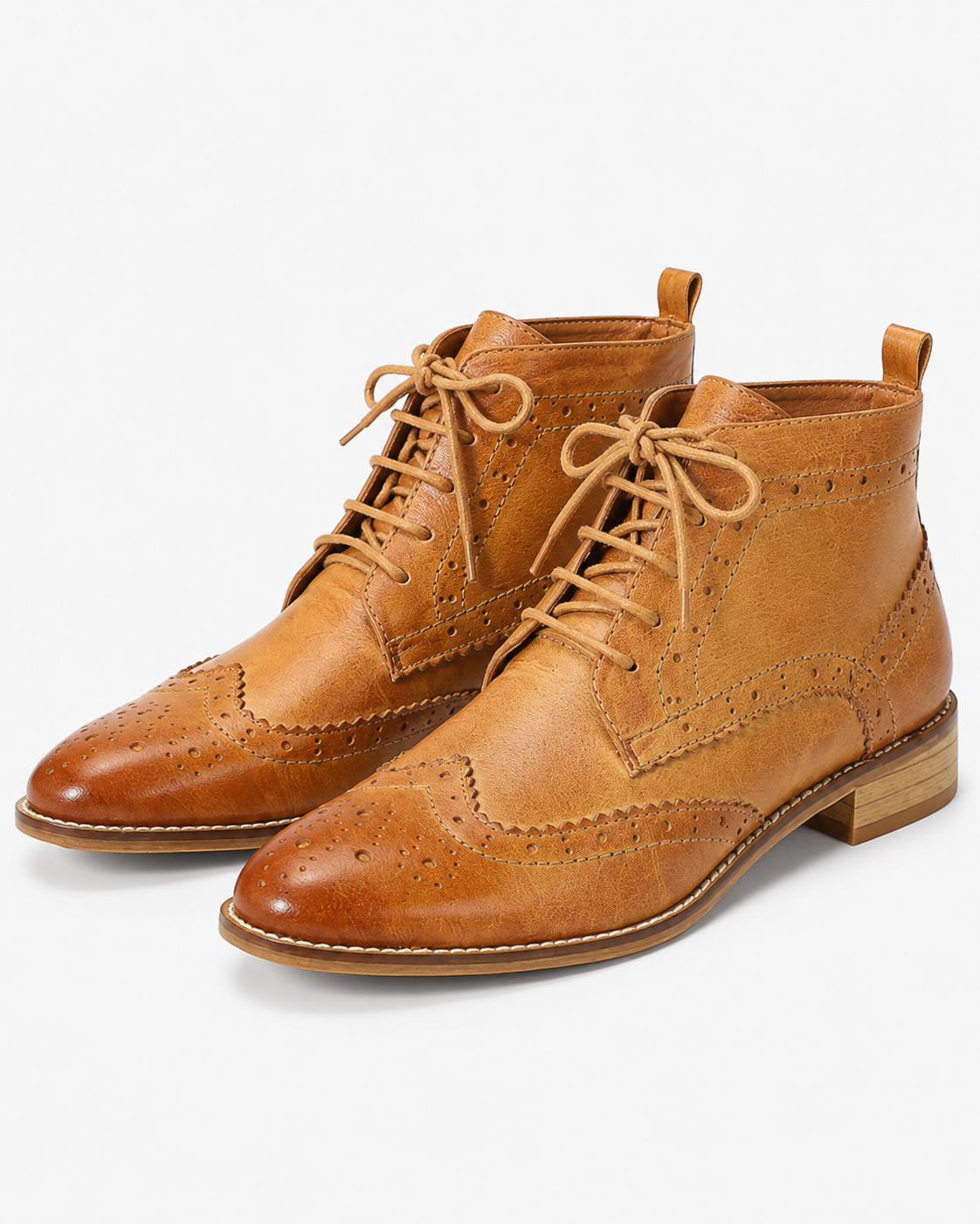 Kimora | Damen Fliegende Leder Brogue Stiefel Knöchelhoch Mode