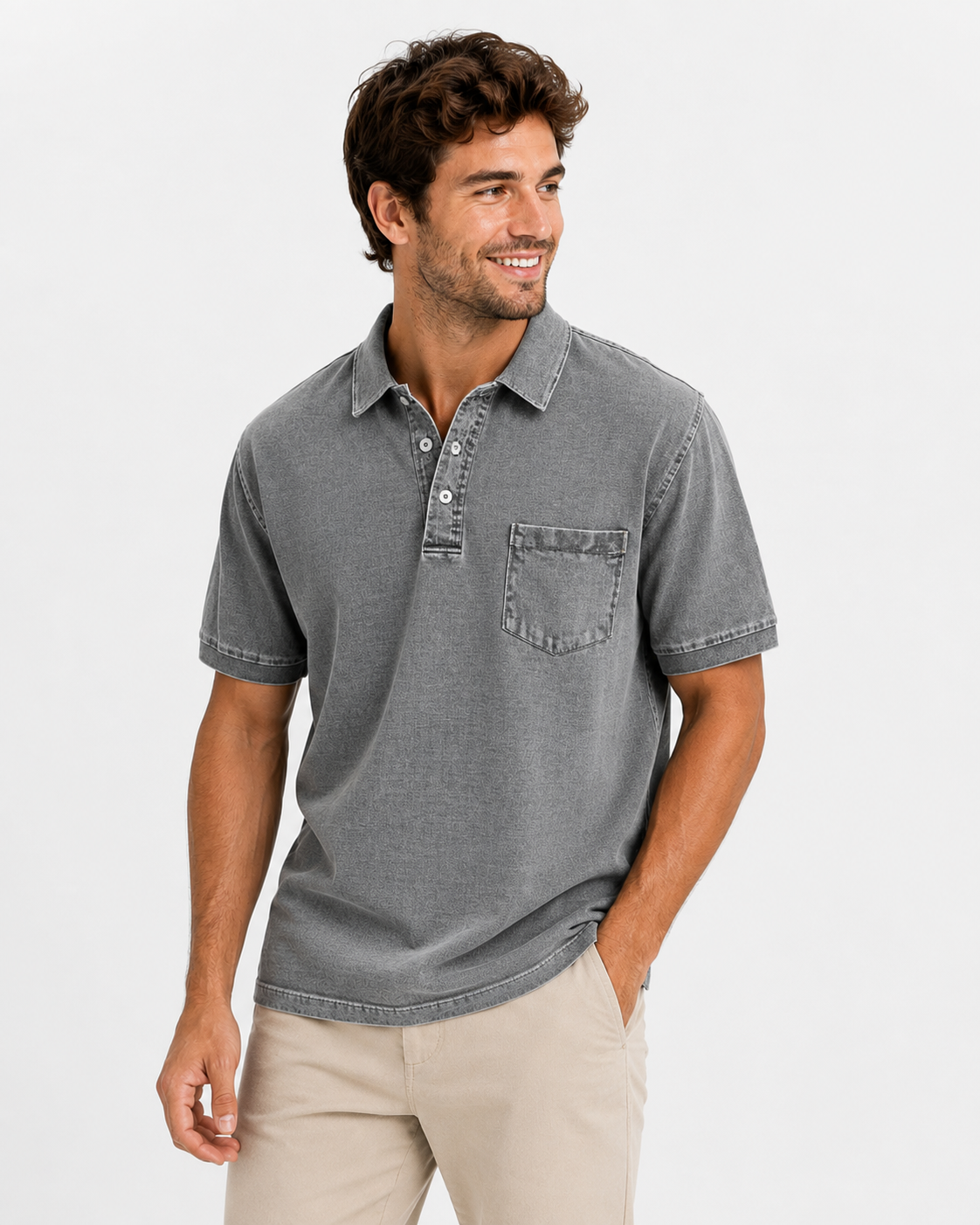 Kaufberg | Herren Baumwoll-Denim Polo mit kurzen Ärmeln