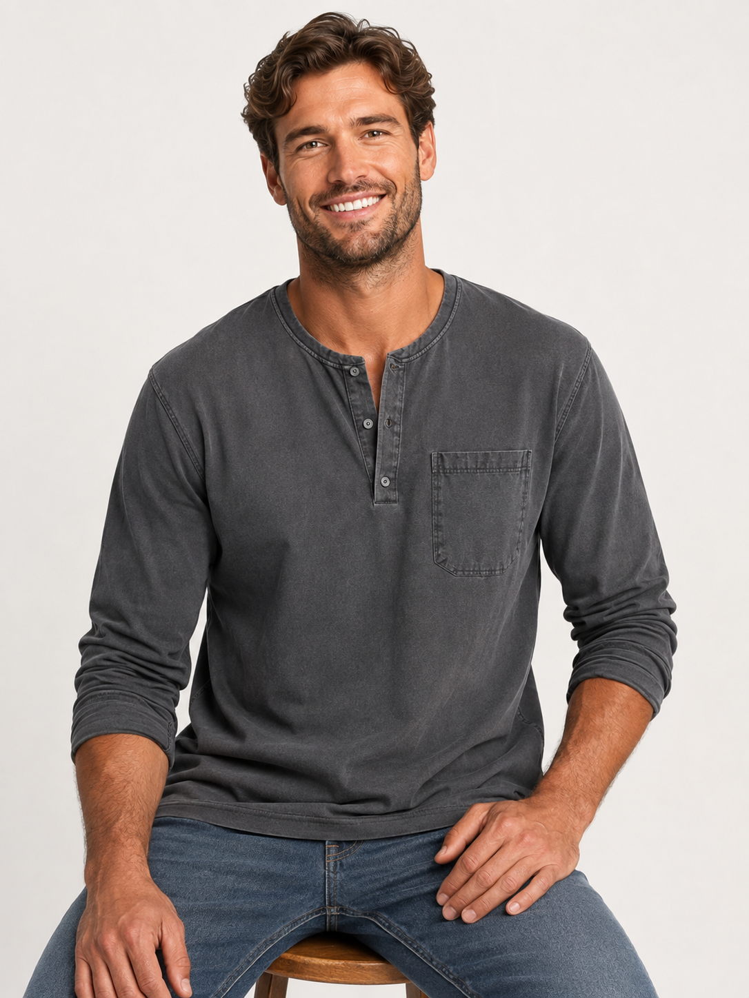 Kaufberg | Herren Henley Langarmshirt