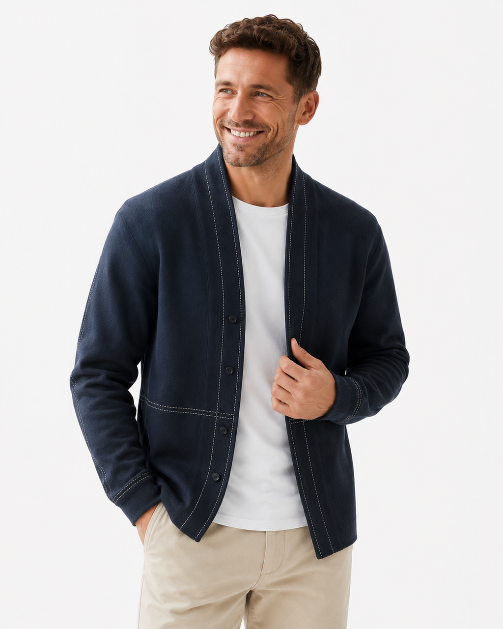 Kaufberg | Eleganter Sweatermantel mit klassischem V-Ausschnitt