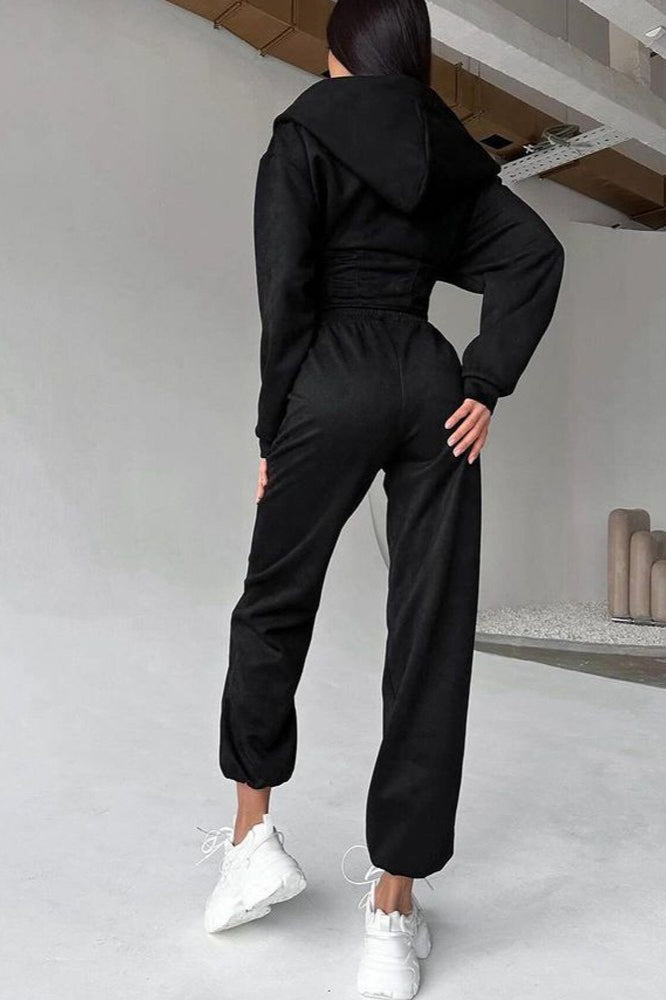 Damen Hoodie-Set – Gemütlicher Zweiteiler mit verstellbaren Kordelzügen