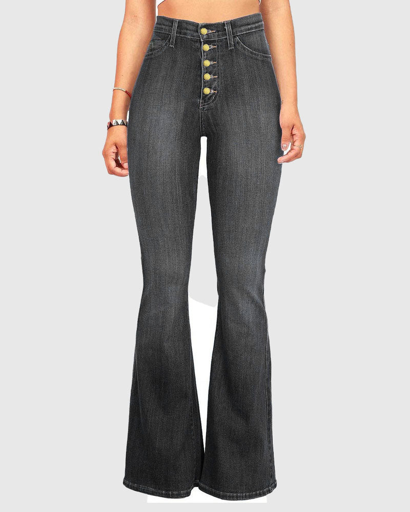 Schlag Jeans mit Hoher Taille