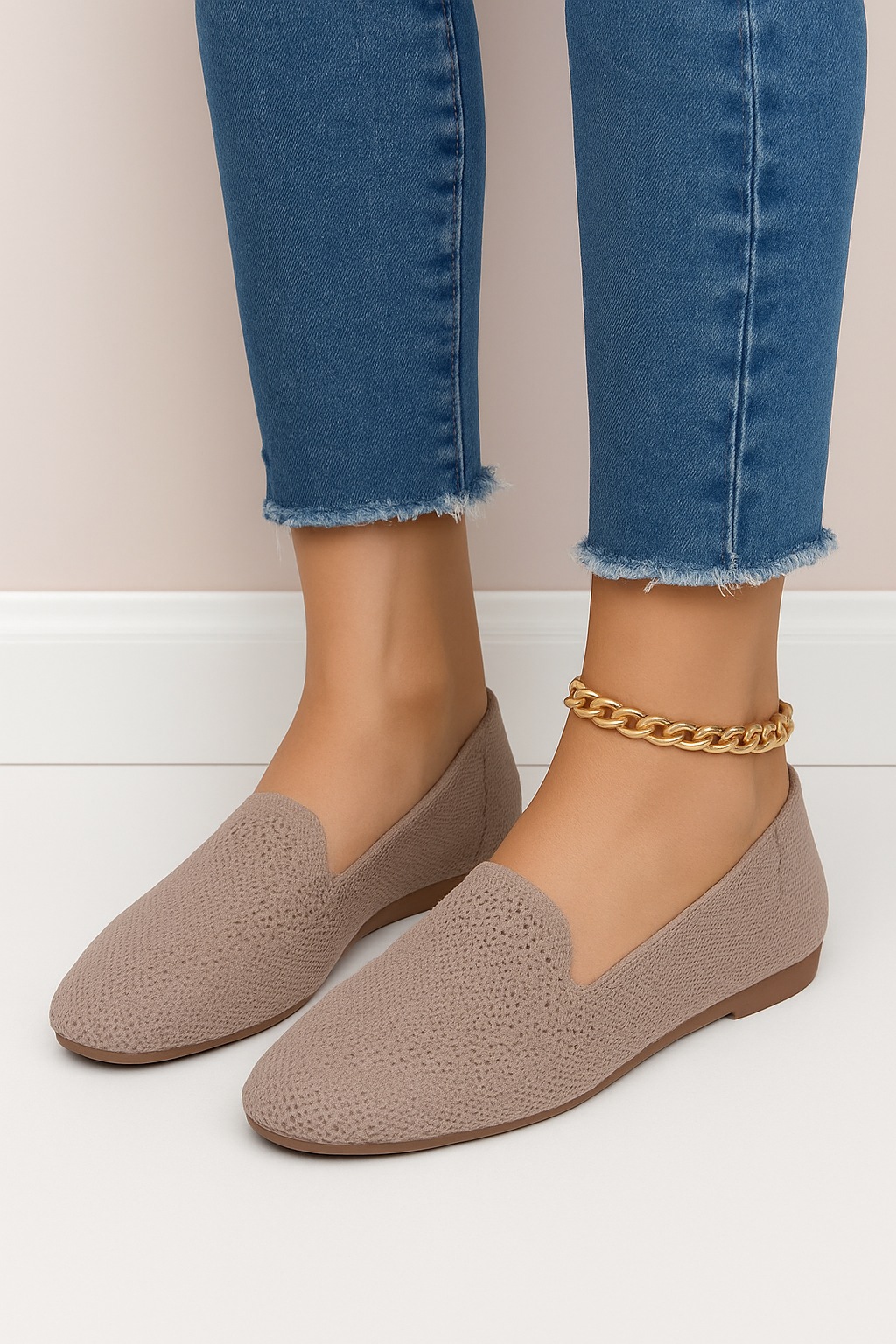 Kaufberg| Damen Slipper-Loafer aus Strick für Arbeit & Freizeit