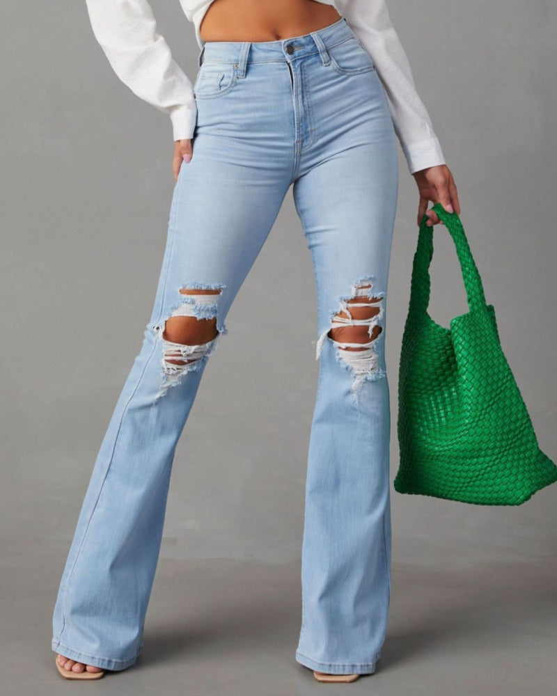 Damen Schlagjeans mit Rissen