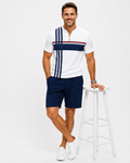 Kaufberg | Herren Geometrisches Zip-Neck Strick-Polo-Shirt