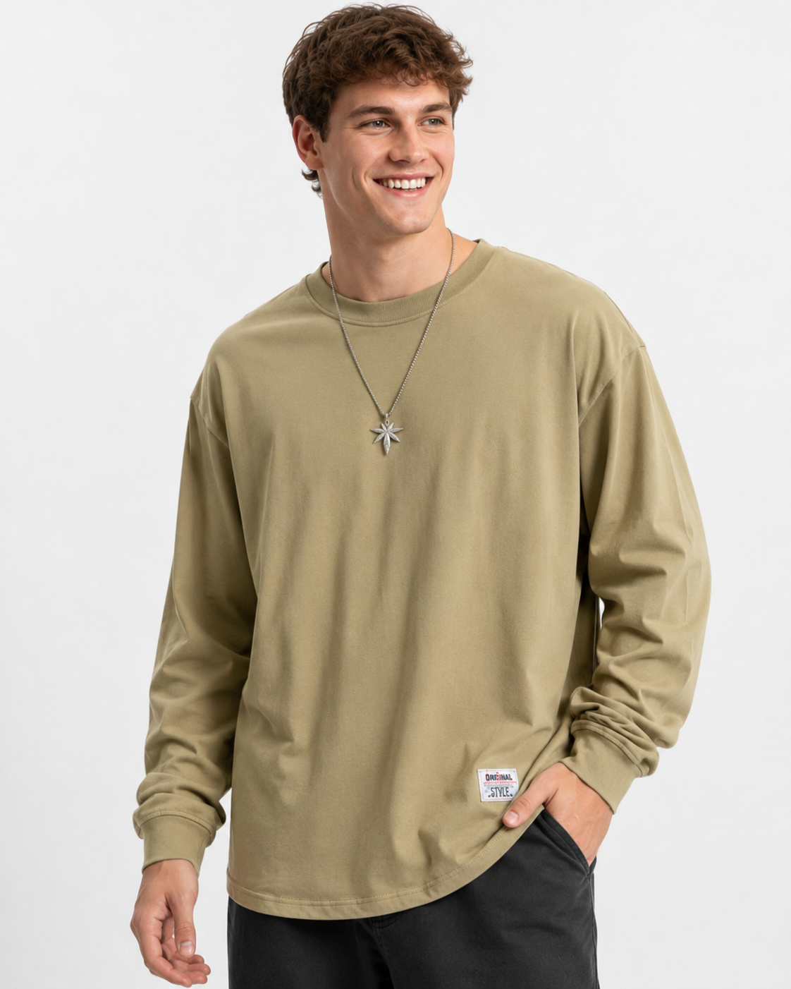Kaufberg | Verdicktes Langarm-T-Shirt Lässiger Lockere Schnitt
