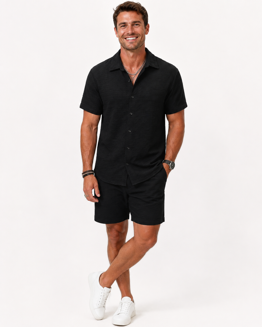 Kaufberg | Herren Zweiteiliges Kurzarm-Jacquard-Set