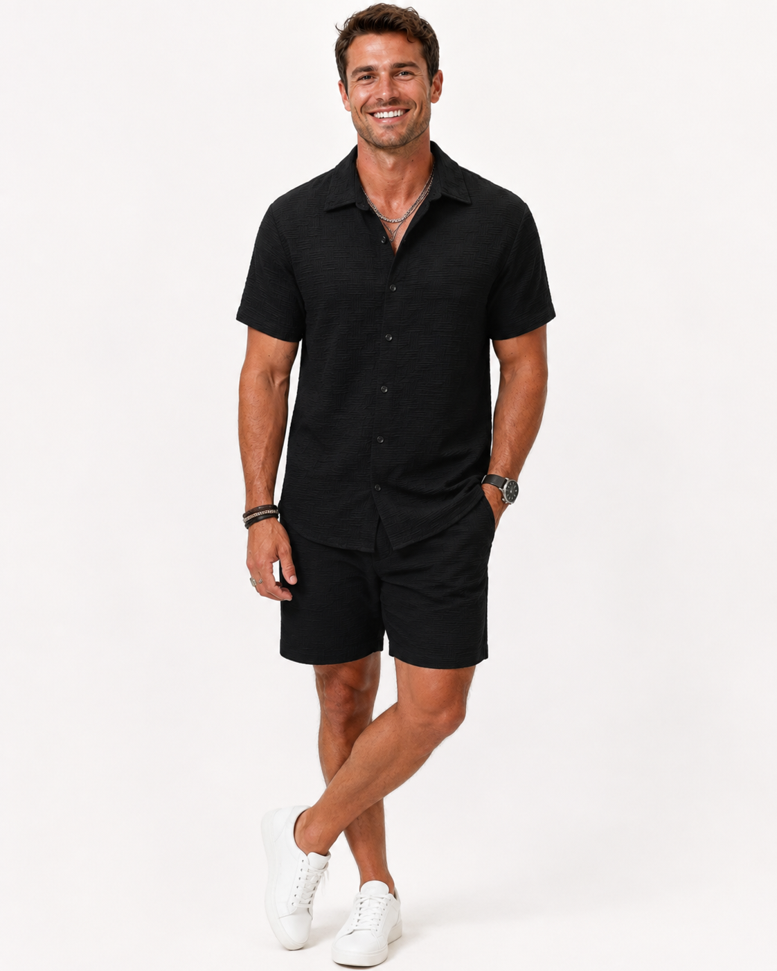 Kaufberg | Herren Zweiteiliges Kurzarm-Jacquard-Set