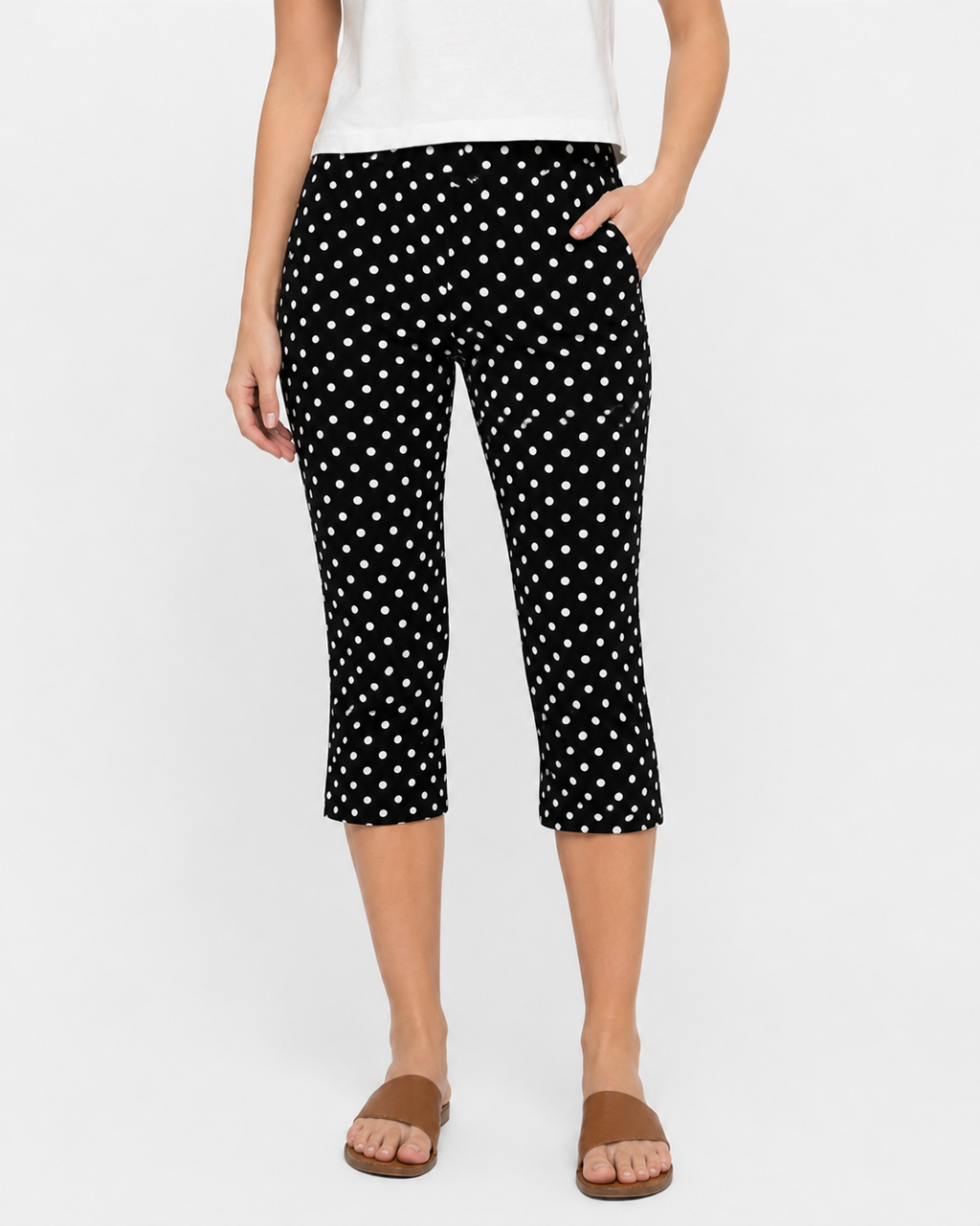 Punktmuster Slim Fit Cropped Hose
