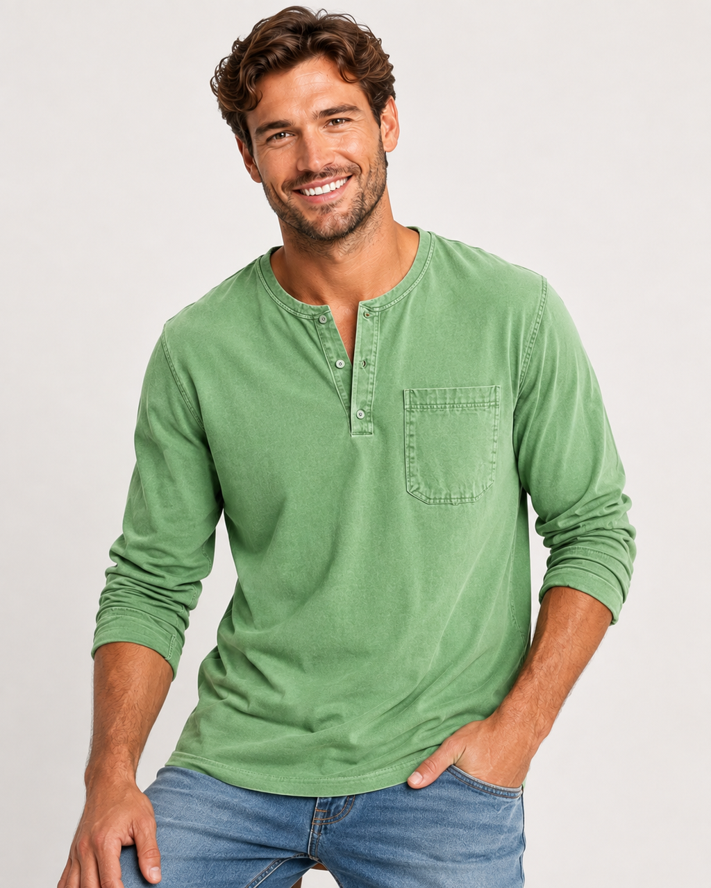 Kaufberg | Herren Henley Langarmshirt