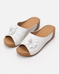 Ravien | Sommer Damen Slip-On Blumen Sandalen mittlerer Absatz