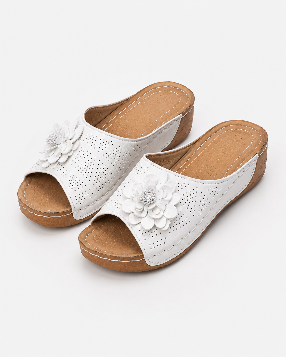 Ravien | Sommer Damen Slip-On Blumen Sandalen mittlerer Absatz