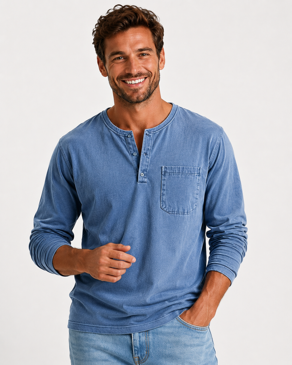 Kaufberg | Herren Henley Langarmshirt