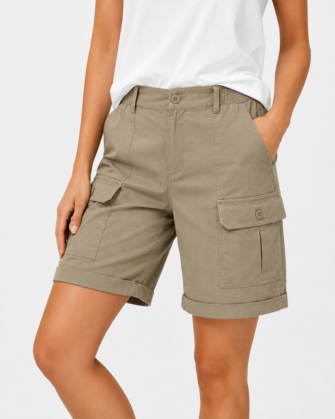 Kamila | Damen Sommer Freizeit Elastische Hohe Jorts