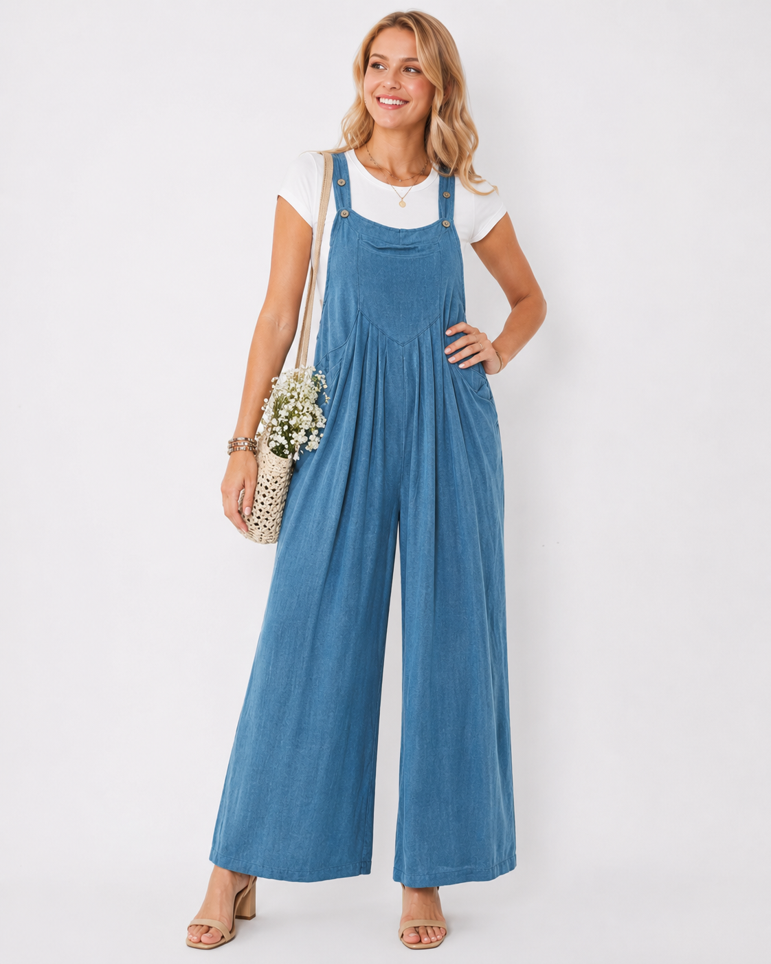 Kaufberg | Einfarbiger, lockerer Jumpsuit mit weitem Bein