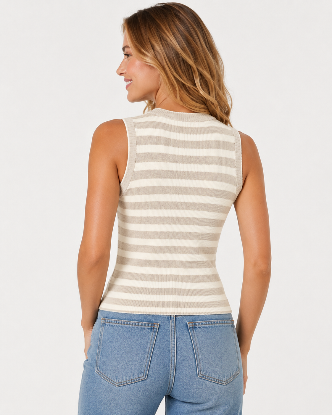 Kaufberg | Scoop Neck Ärmelloses Strick-Ripp-Kleid