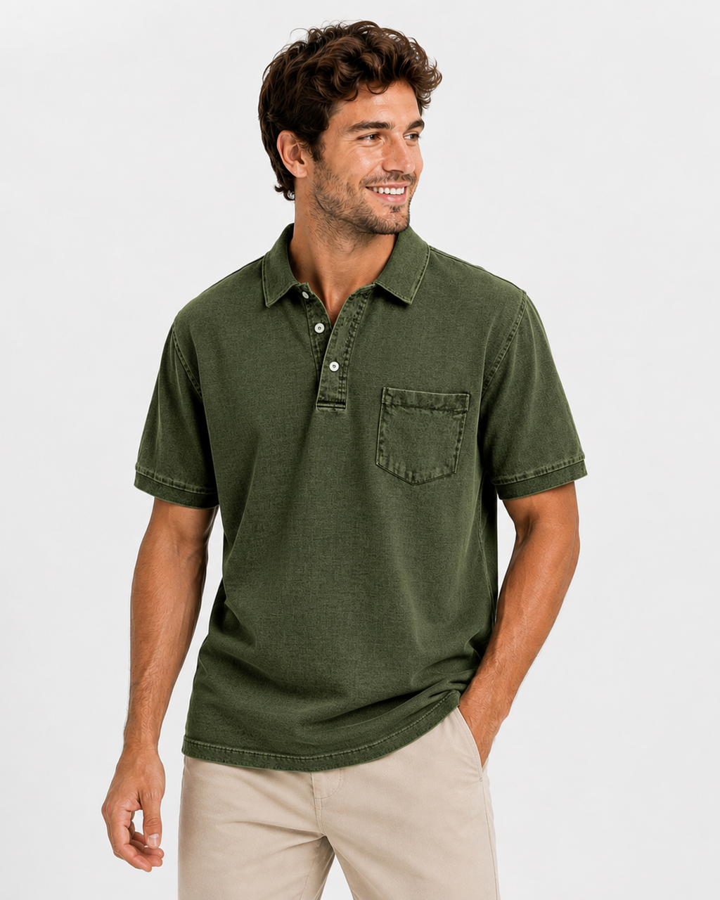 Kaufberg | Herren Baumwoll-Denim Polo mit kurzen Ärmeln
