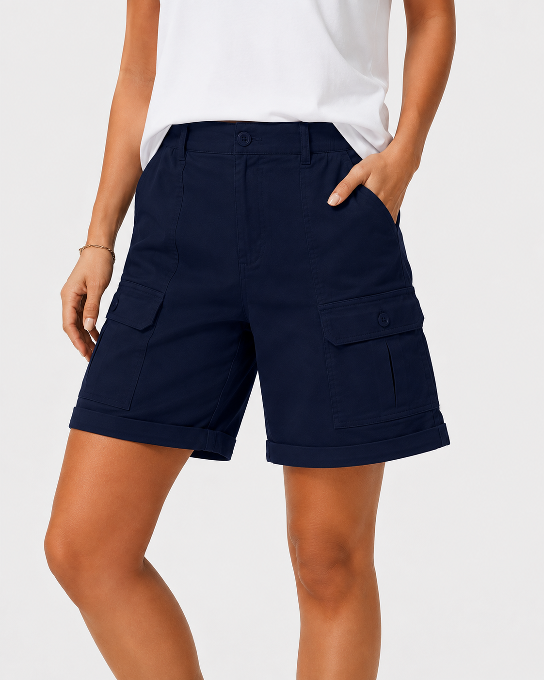 Kamila | Damen Sommer Freizeit Elastische Hohe Jorts