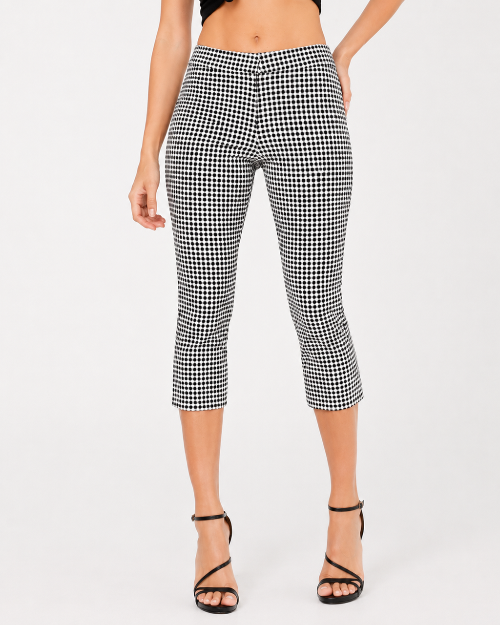 Punktmuster Slim Fit Cropped Hose