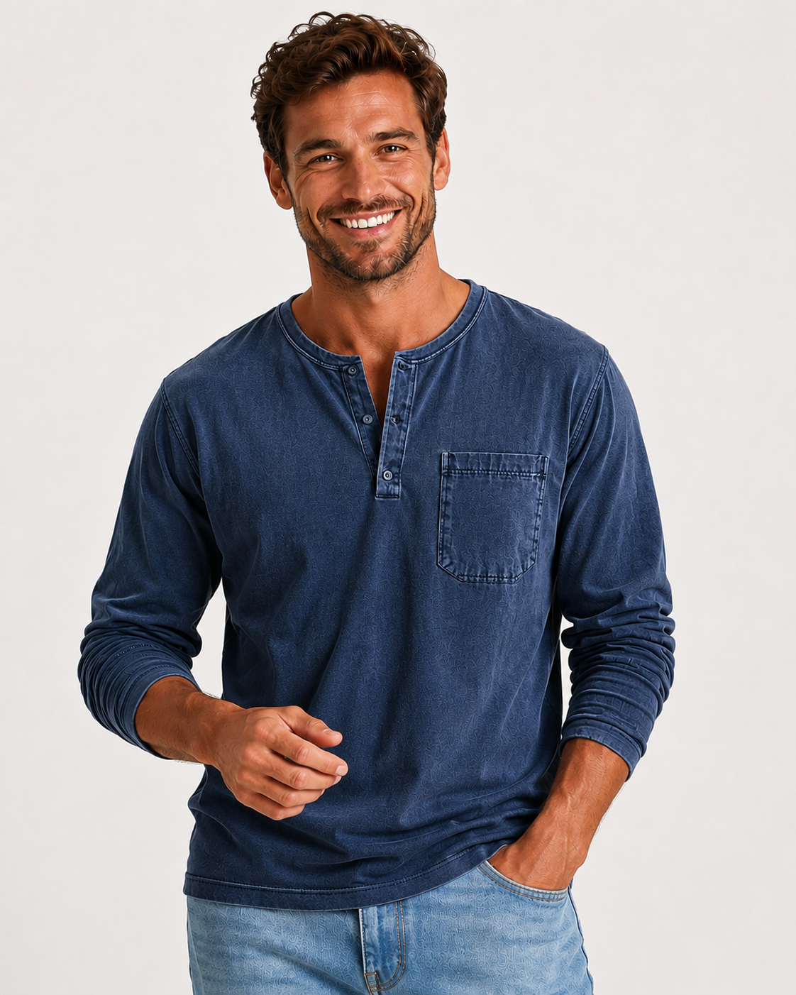 Kaufberg | Herren Henley Langarmshirt