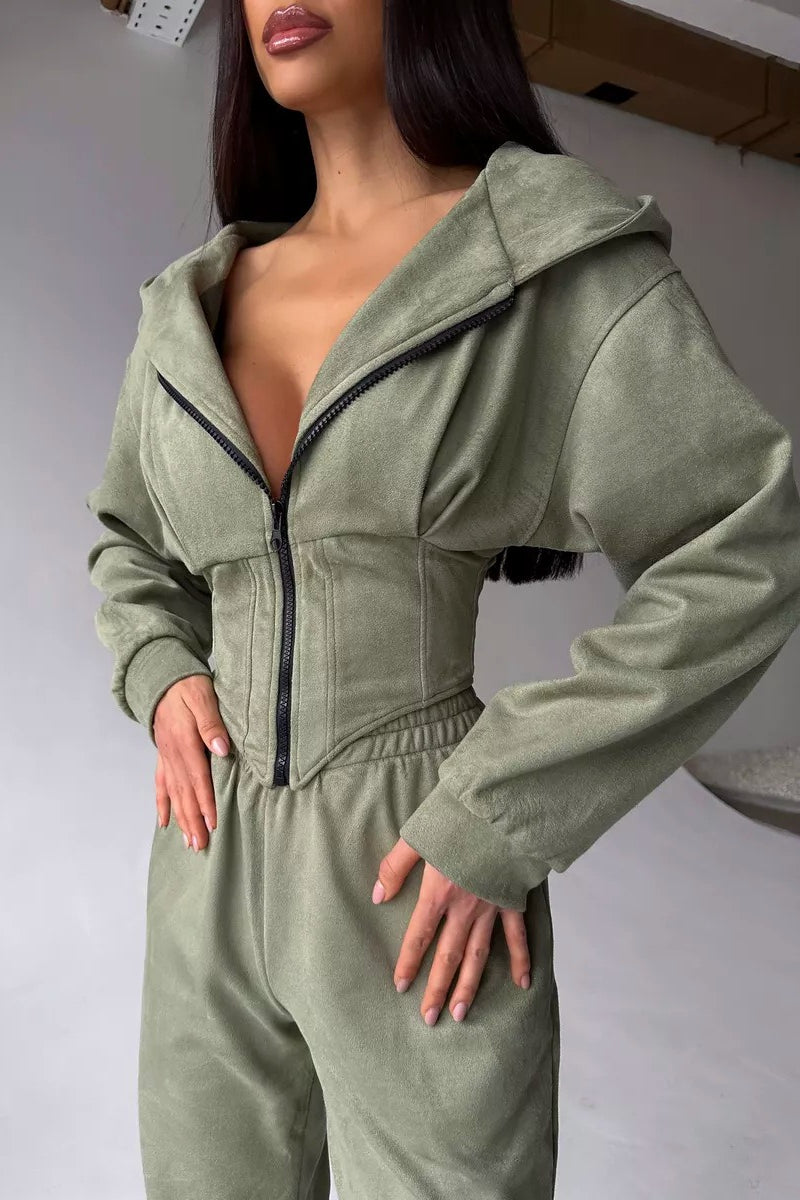 Damen Hoodie-Set – Gemütlicher Zweiteiler mit verstellbaren Kordelzügen