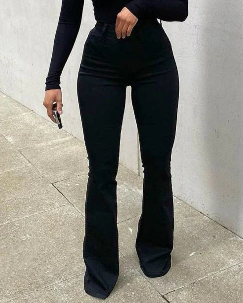 Damen Elegante Schlagjeans