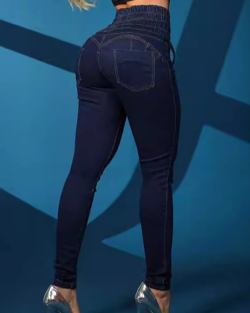 Damen Schnürjeans mit hoher Taille