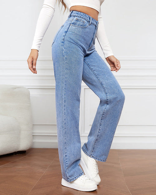 Damen Gerade Geschnittene Jeans