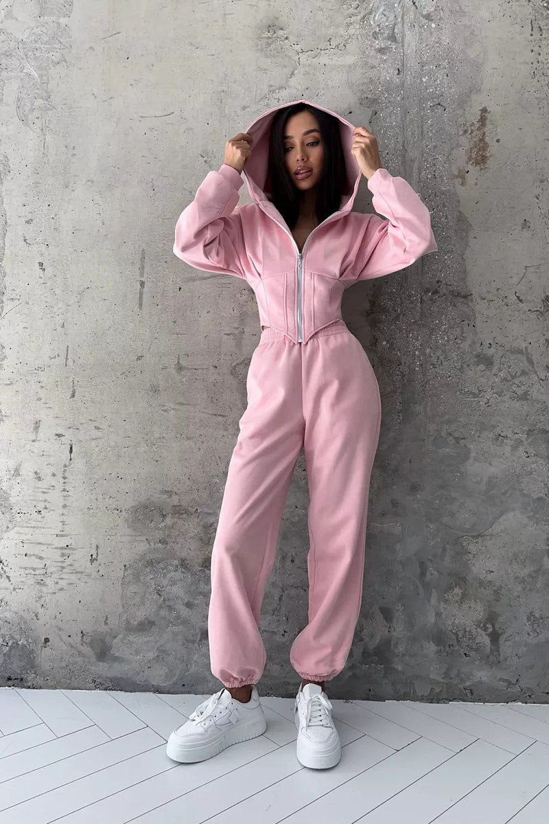 Damen Hoodie-Set – Gemütlicher Zweiteiler mit verstellbaren Kordelzügen