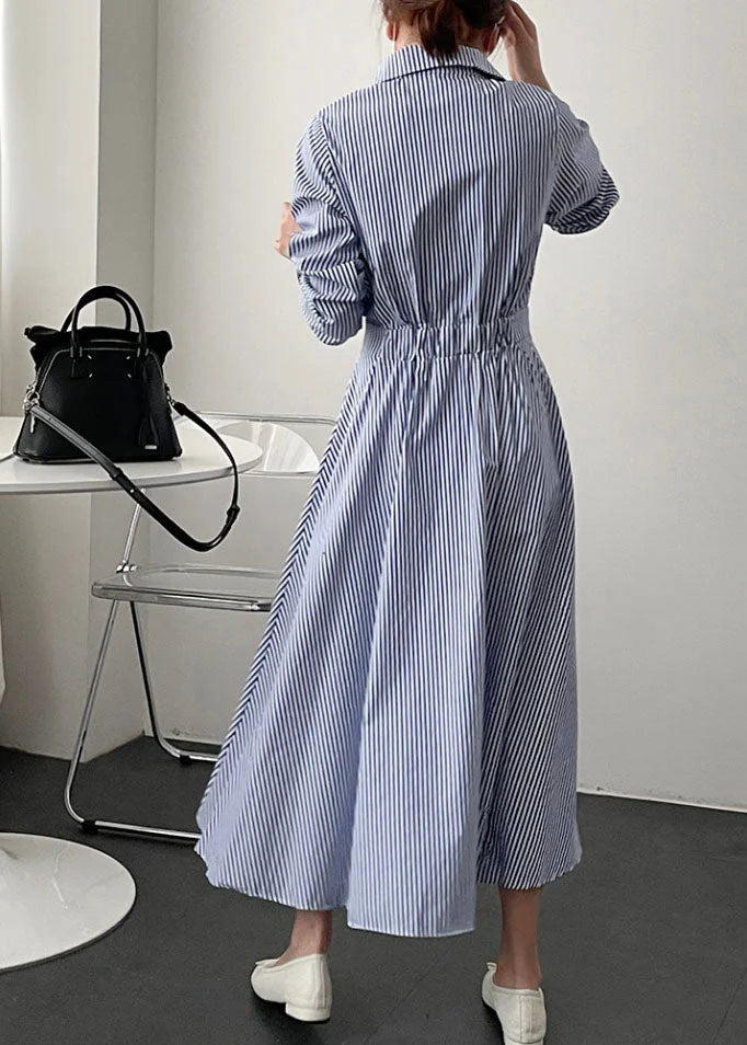 Joliina | Blau gestreiftes Hemdkleid aus Baumwolle