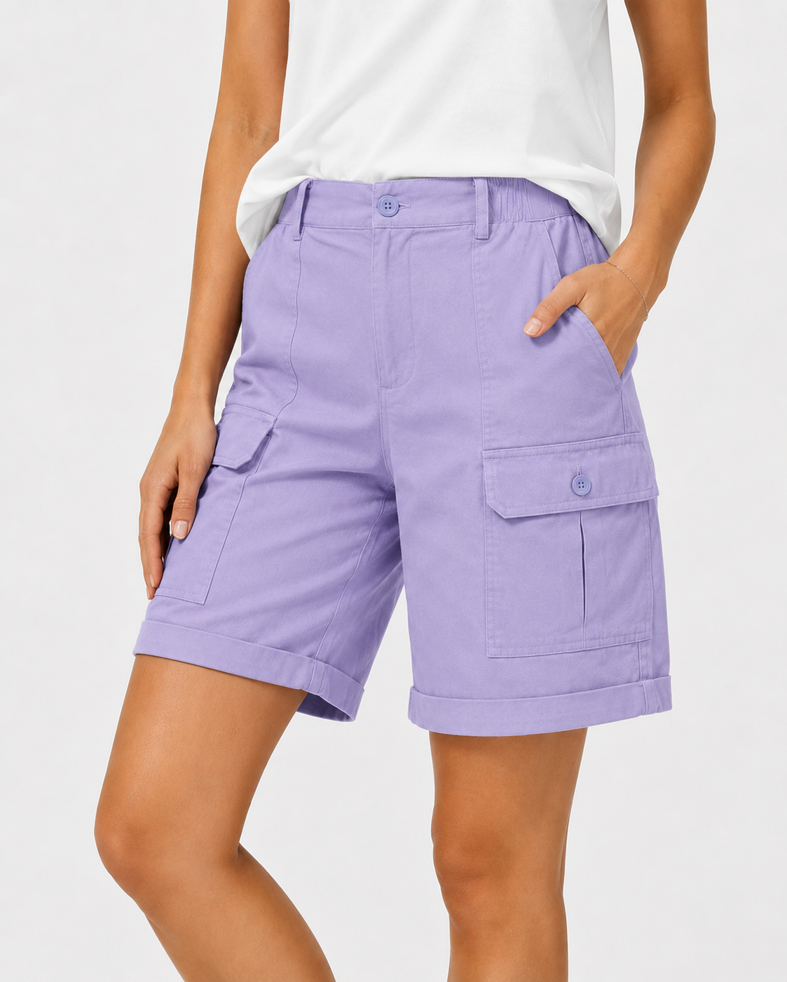 Kamila | Damen Sommer Freizeit Elastische Hohe Jorts