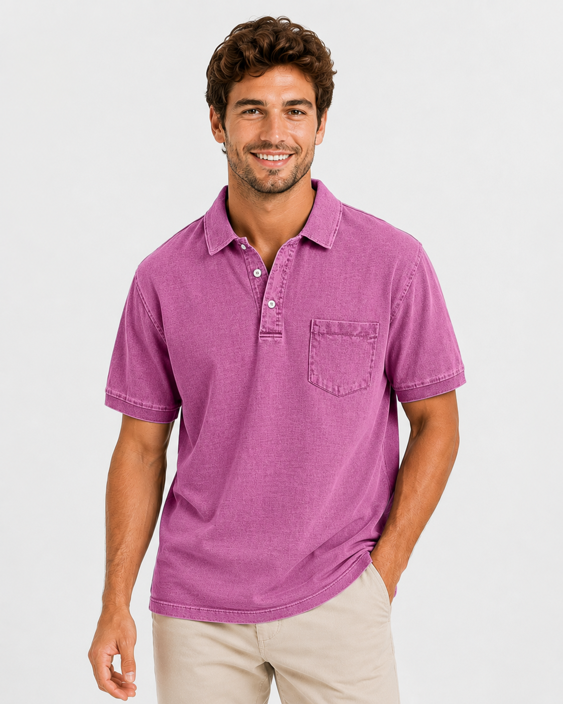Kaufberg | Herren Baumwoll-Denim Polo mit kurzen Ärmeln
