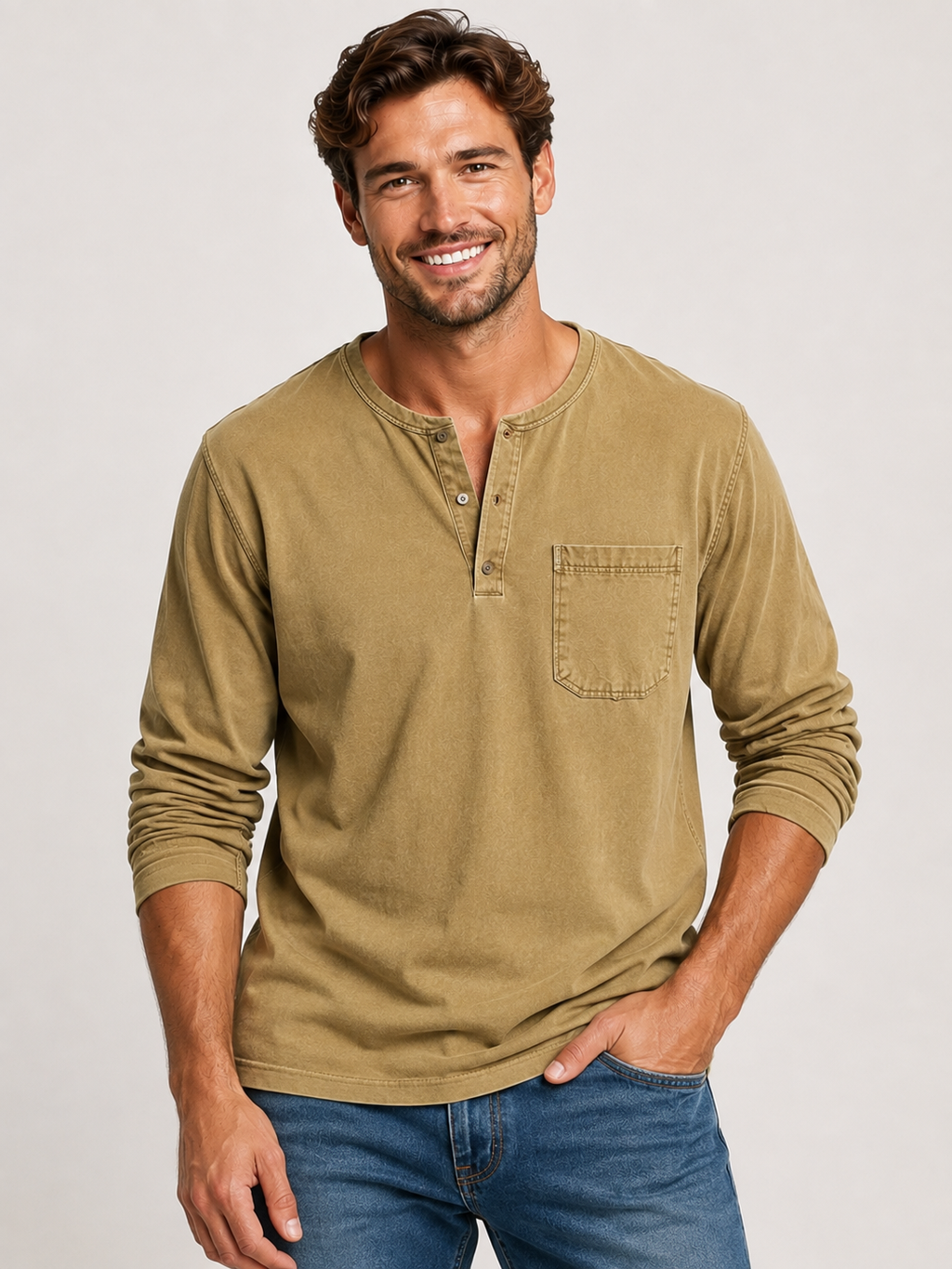 Kaufberg | Herren Henley Langarmshirt