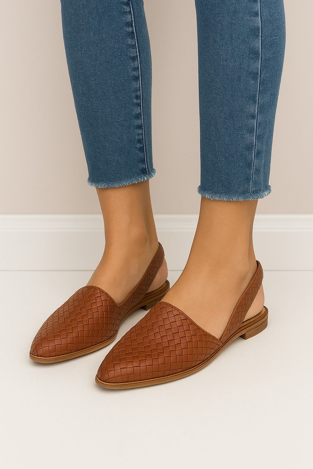 Kaufberg| Damen Lederslipper mit Flechtstruktur für Arbeit & Freizeit