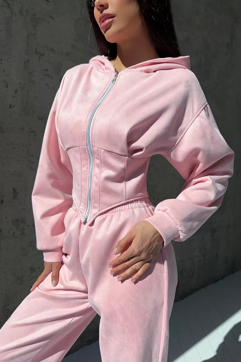 Damen Hoodie-Set – Gemütlicher Zweiteiler mit verstellbaren Kordelzügen