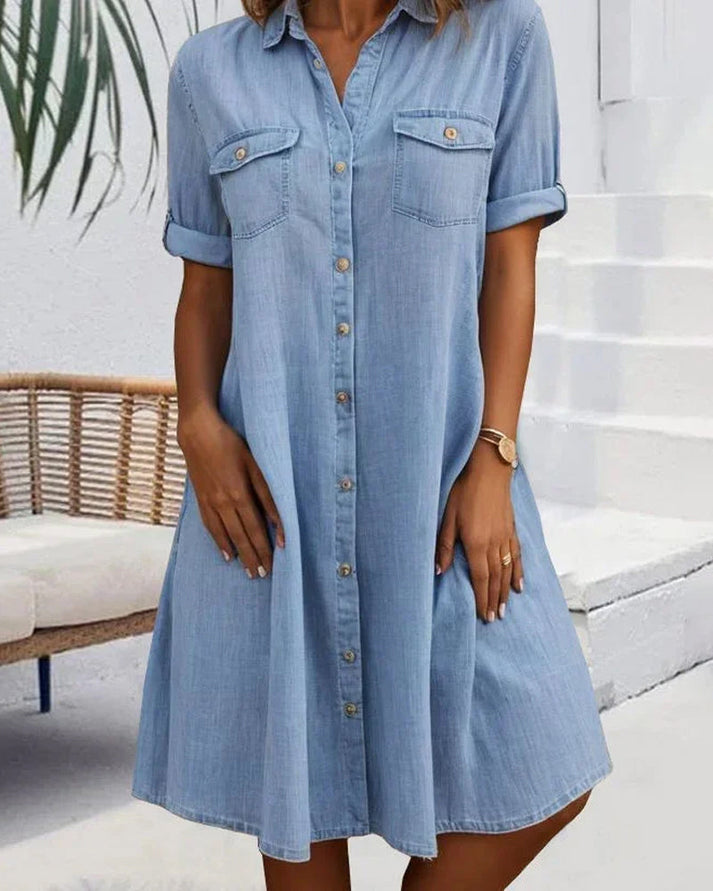 Miraina | Kurzärmeliges Denim-Kleid