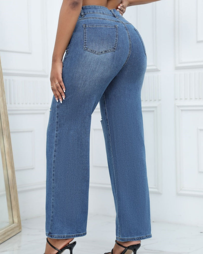 Damen Locker Geschnittene Denim-Jeans