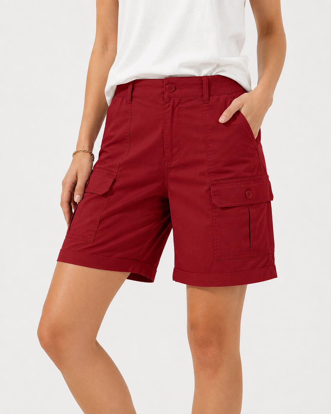 Kamila | Damen Sommer Freizeit Elastische Hohe Jorts