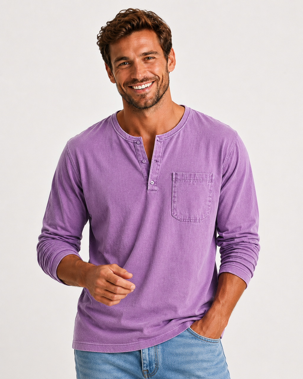 Kaufberg | Herren Henley Langarmshirt