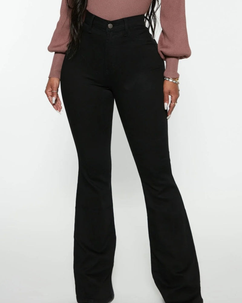 Damen Elegante Schlagjeans