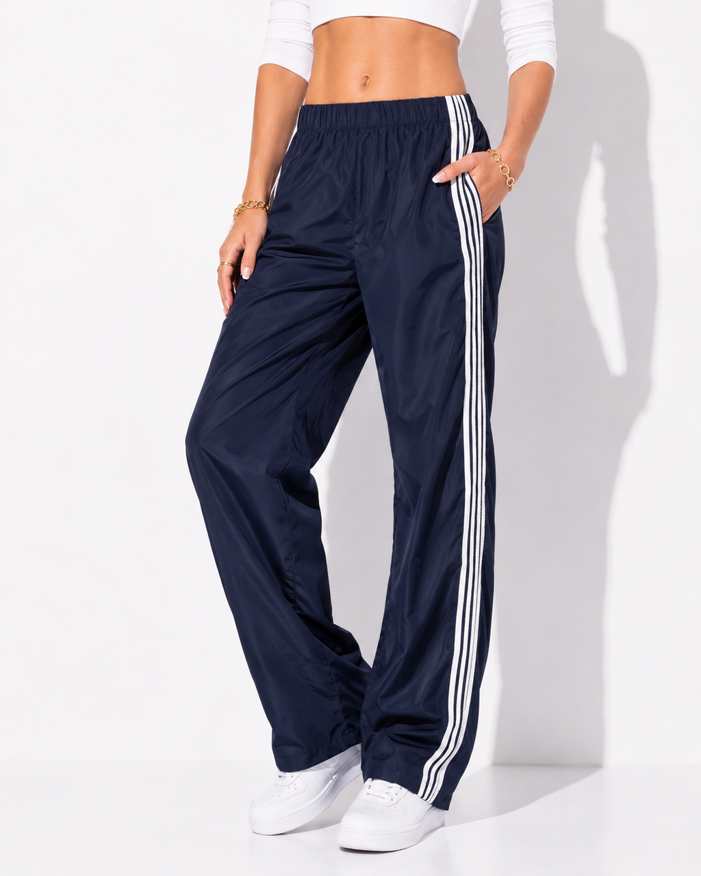 Gestreifte Jogginghose für Frauen Vintage Y2K Elastischer Bund