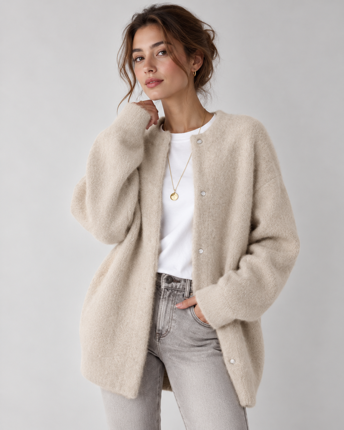 Genevia Eleganter Strick Strickjacke